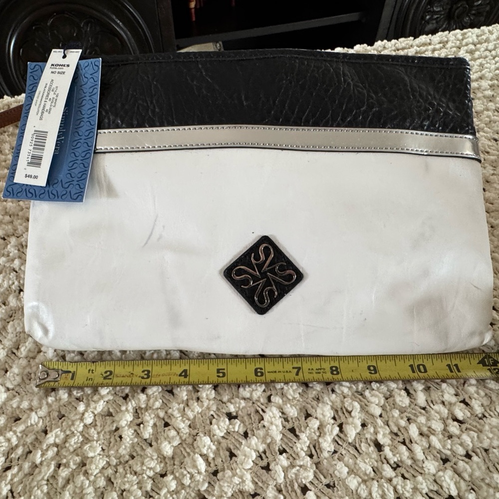 Simply Vera Wang Black and White Clutch with Silver Accent